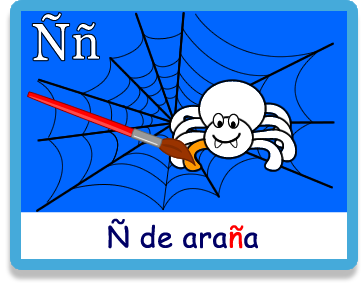 Araña - Letra ñ - Colorear - Juegos educativos en español, JuegosArcoiris